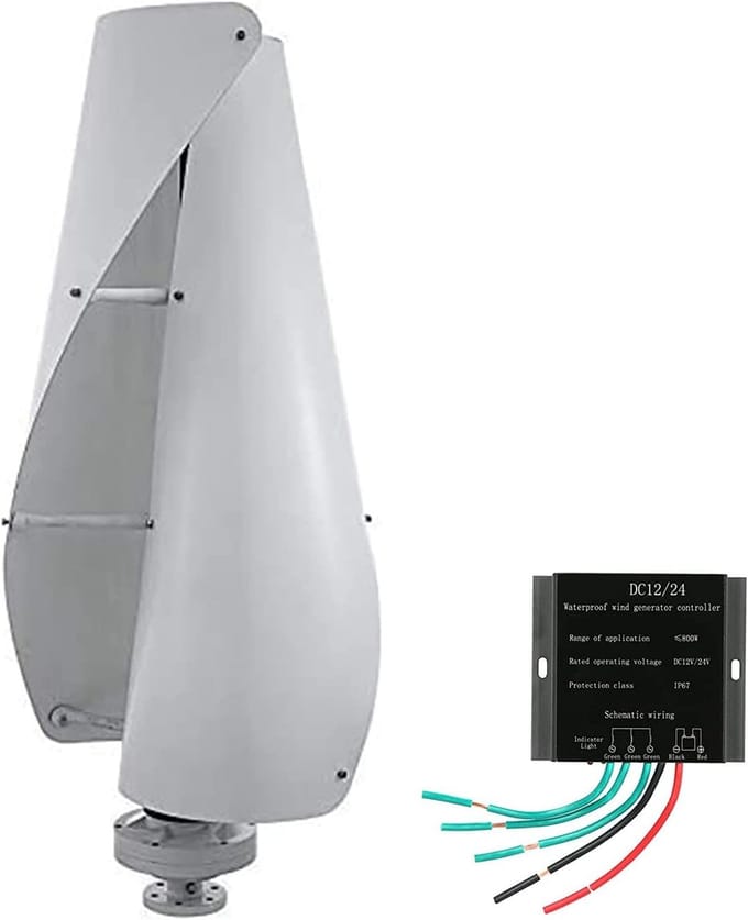Verticale Windturbine - Energieopwekker - Duurzame Energie - 20 Jaar Levensduur - 12000W Vermogen - Wit