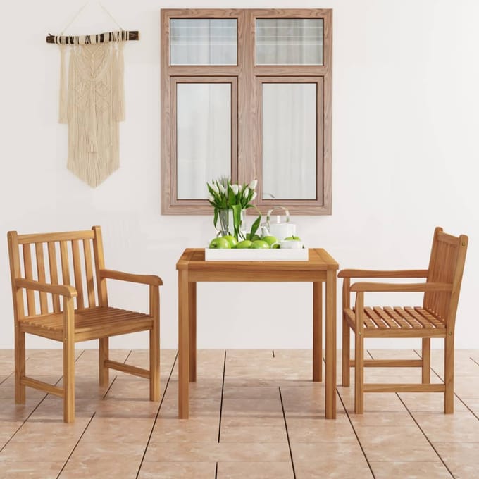 vidaXL - 3-delige - tuinset - 80x80 - cm - massief - teakhout