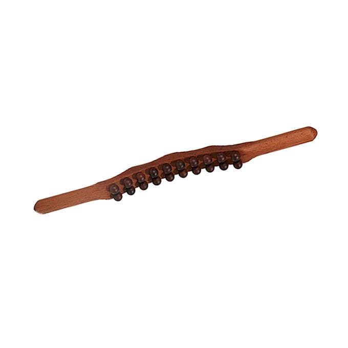 Houten Gua Sha Stick dubbele rij 20 kralen Trigger Point Massager Tool voor spiernekrug black