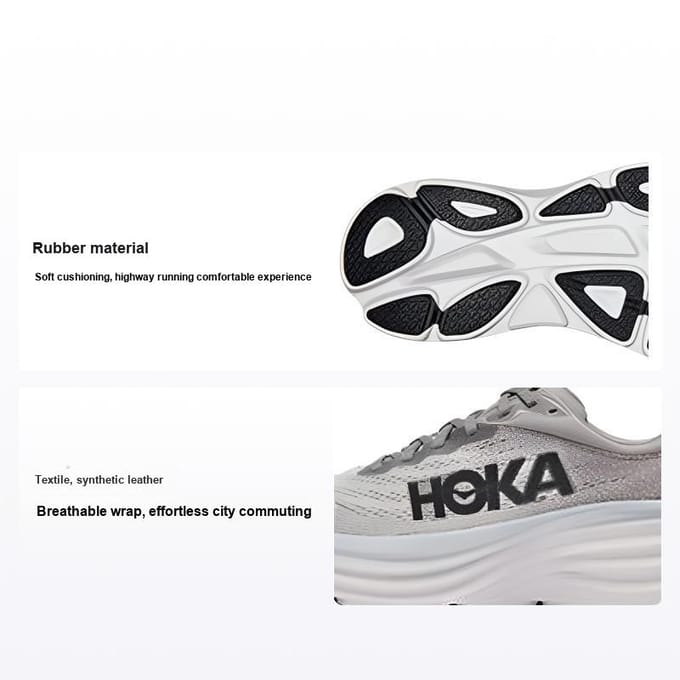 HOKA Bondi 8 2E Breed Shark Grey Heren Sneakers Mist-Grey 1127953-SHMS 45⅓ gray