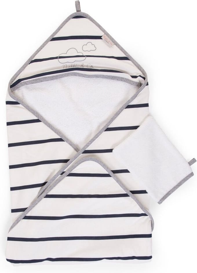 Baby Badcape + Washandje - 80x80 Cm - Jersey - Marin
