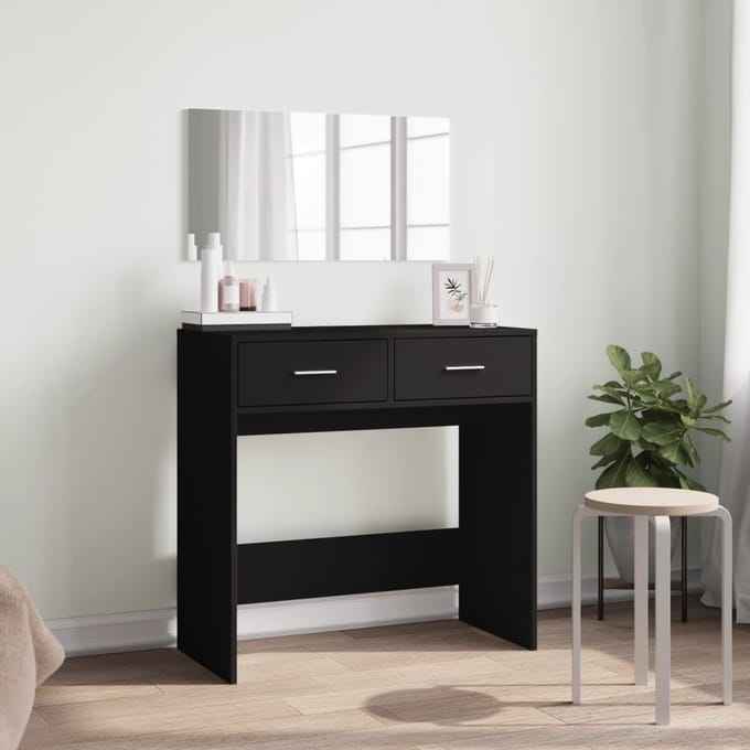 vidaXL - Kaptafel - met - spiegel - 80x39x80 - cm - zwart