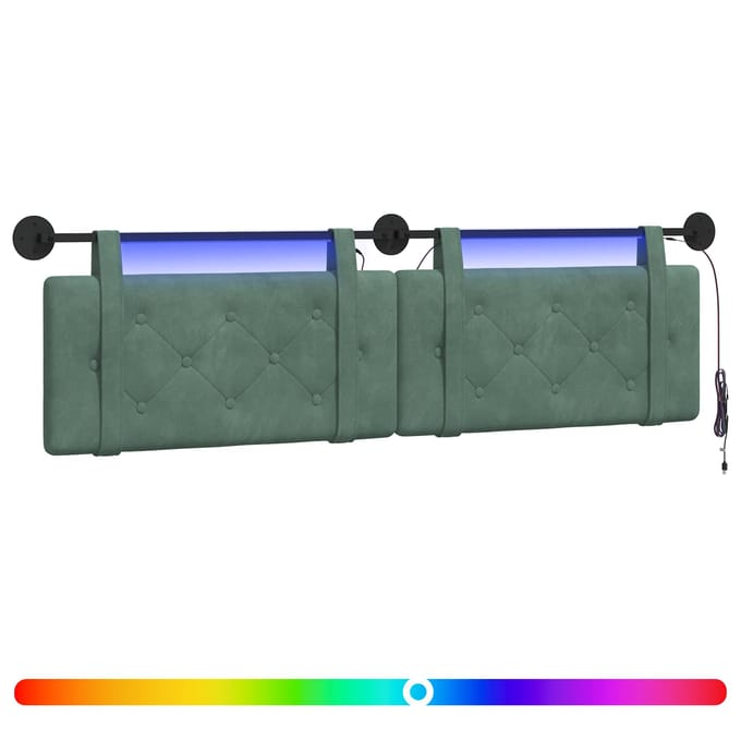 vidaXL - Hangend - hoofdbord - Met - LED-verlichting - Zeegroen - Fluweel