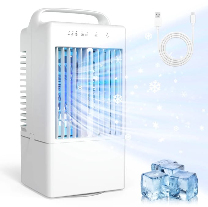 Innovastore Draagbare Ventilator - Bureauventilator - Airco - Koelsysteem - Ventilator - Vernevelingskoeling - 16.5x16.5x24cm