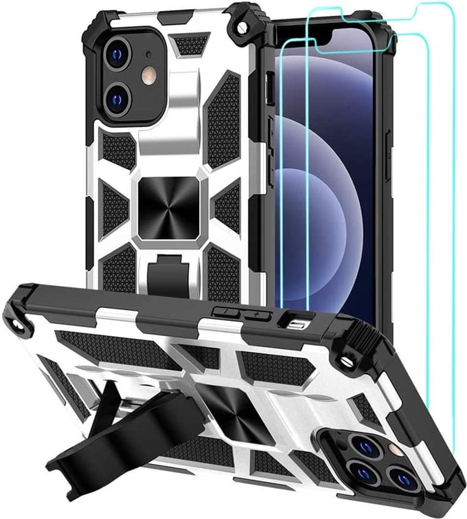 Hoesje Geschikt voor iPhone 12 Mini – Anti-Scratch Shockproof Zilver - 2 Pack Screenprotector
