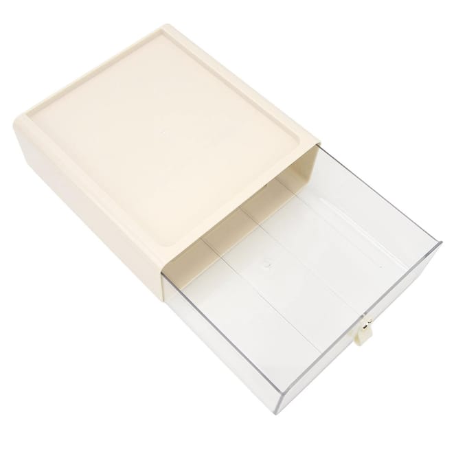 Transparante Opberglade Doos Grote Capaciteit Desktop Lade Opbergcontainer Organizer voor Kantoor Crème white