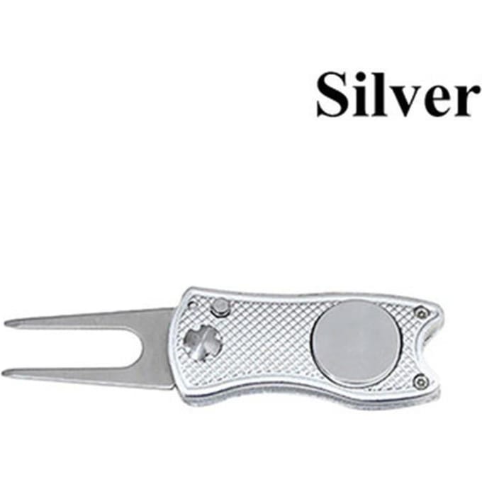 Rvs Golf Reparatie Tool Switchblade Opvouwbare Golf Hooivork Putting Green Vork Golf Training Aids Pitch Legering Tool ivoor
