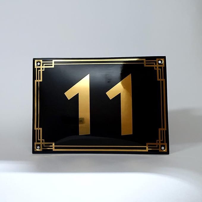 Art deco | jaren ’30 | luxe emaille huisnummer - 11