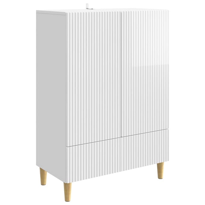 vidaXL - Dressoir - met - lade - Hoogglans - Wit - 66 - x - 34,5 - x - 95 - cm - Bewerkt - hout