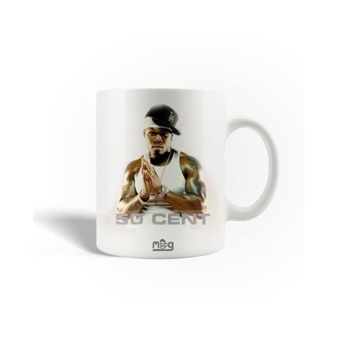 Mug en Céramique - 50 Cent - 30cl - Blanc - Compatible Lave-Vaisselle - Rond