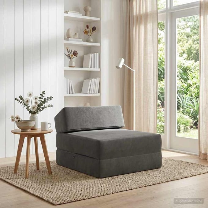 vidaXL - Vouwbare - Sofa - Bed - Donkergrijs - 60 - x - 70 - x - 41 - cm - Stof