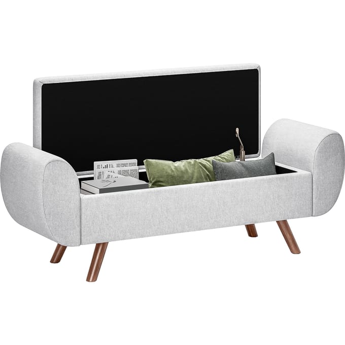 HOMCOM-Opbergottoman-132x42x50cm-Lin (100% polyester)-Gris clair