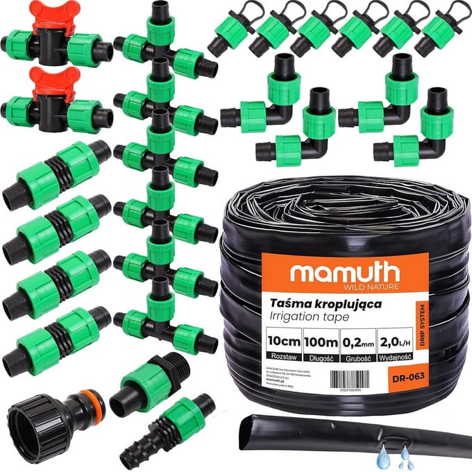 Druppelslang Set 100m met 10cm Interval en 2 L/u Druppelaars - Complete Irrigatiekit