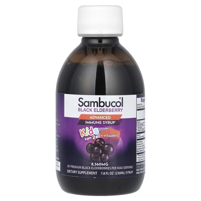 Kinderen, Zwarte Vlierbes, Immuunversterkende Siroop, Leeftijden 2+, 8.360Mg, 230Ml(7.8 fl oz)
