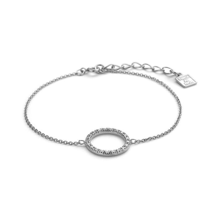 Twice As Nice Armband in zilver, cirkel, zirkonia 16cm+3cm