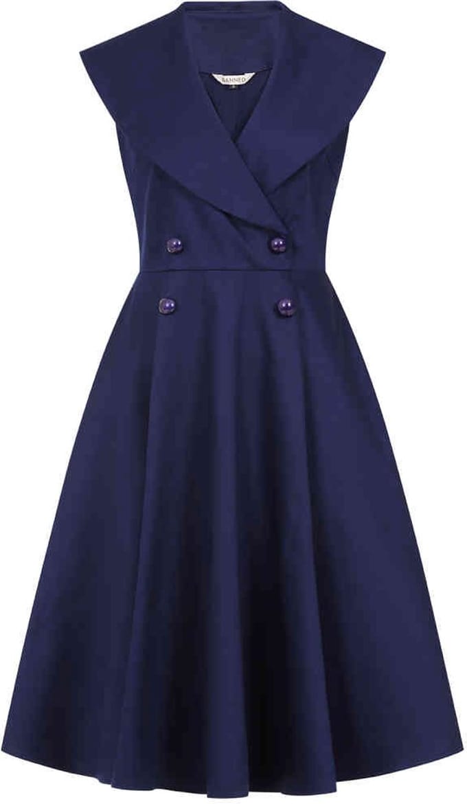 Banned - Isla Swing Flare jurk - XL - Blauw