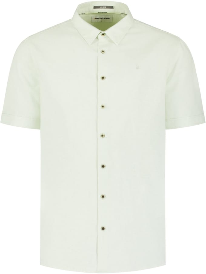No Excess Shirt short sleeve with linen seagreen