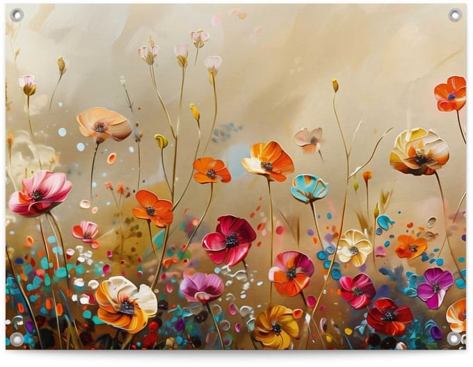 Tuinposter Zomerbloemen - 60 x 80 - Canvas - REINDERS