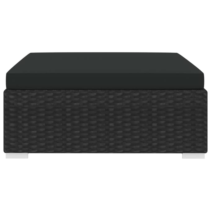 vidaXL - Voetensteun - 1 - st - met - kussen - poly - rattan - zwart
