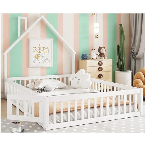 ModernLuxe Kinderbed 140x200cm in massief hout - met lattenbodem - Wit