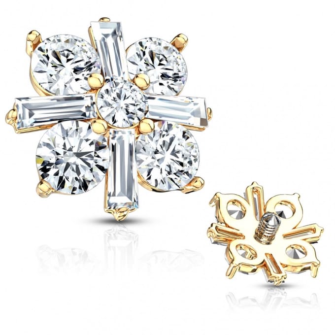 Dermal top Princess Cut 1.6mm gold plated - LMPiercings
