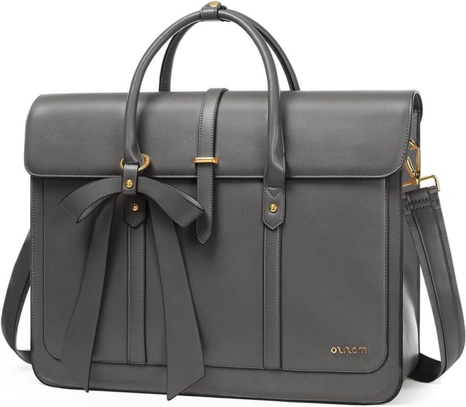 Laptoptas Dames - Schoudertas Handtas - Zakelijk Gebruik - Convertible Ontwerp - 45 cm - Grijs
