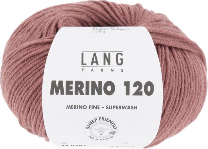 Lang Yarns Merino 120 - 287 rozenhout - Merinowol Garen