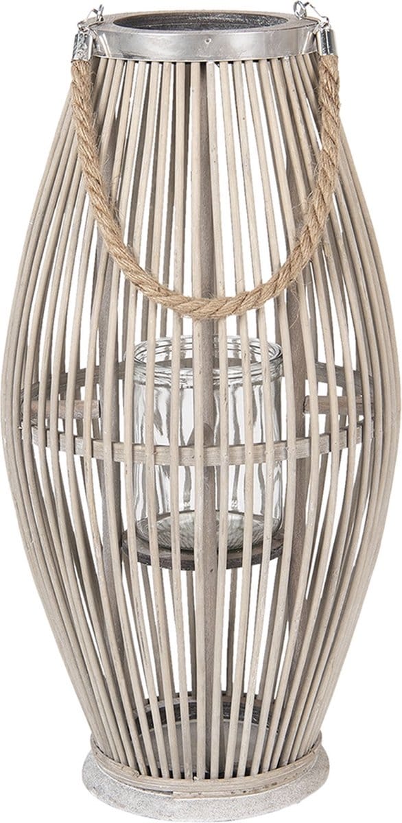 Clayre & Eef Windlicht Grijs Hout