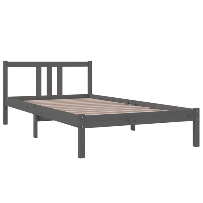 vidaXL - Bedframe - massief - hout - grijs - 100x200 - cm