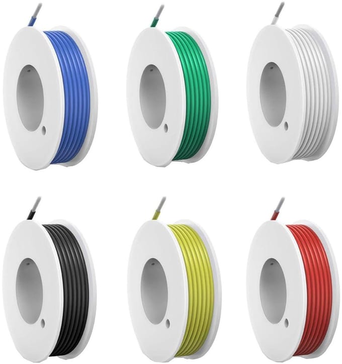 Allecta - Flexibele Siliconen Draadset 28 AWG 6 Kleuren 10 Meter per Spoel