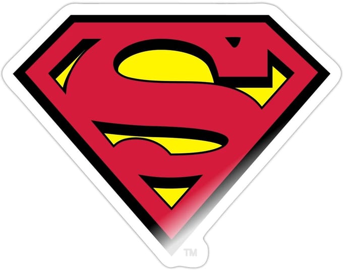 Superman S Schild Origineel Logo Sticker maat S (10 x 10 cm)