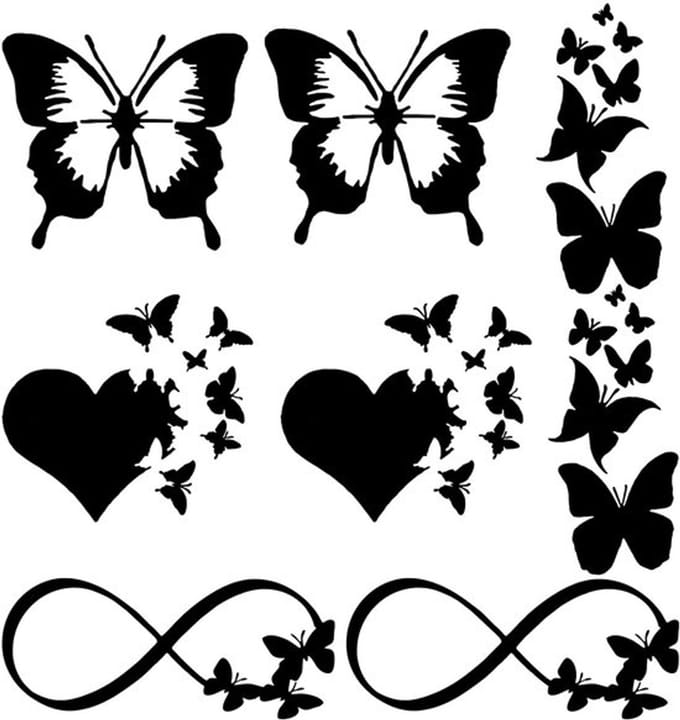 Dailygoody - Vinyl autostickers - Vlinder - Reflecterend - Zwart