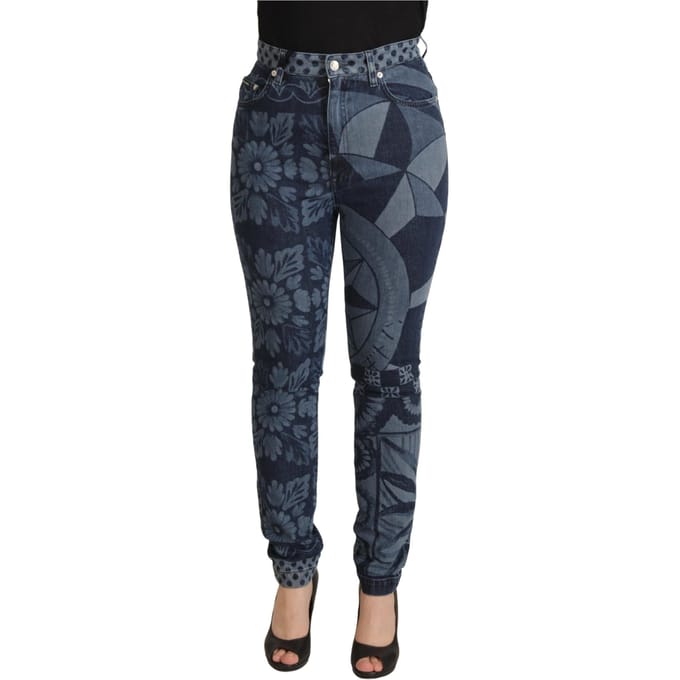 Dolce Gabbana Bloemige Geometrische Skinny Jeans