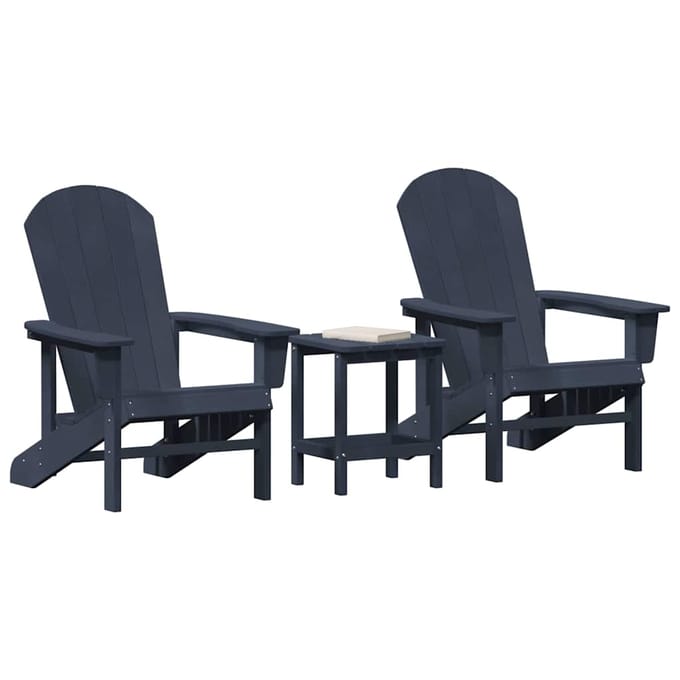 vidaXL - Tuinstoel - 3 - st - Marineblauw - Polyetheen