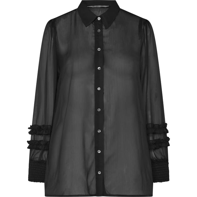 Yours London Zwart Overhemd Met Gesmokte Manchetten Size 48