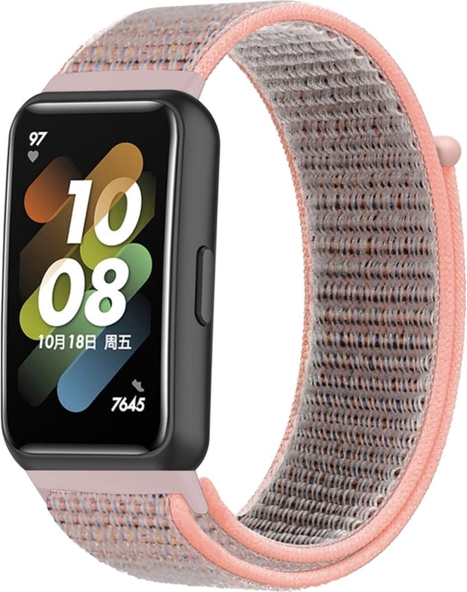 Nylon bandje - geschikt voor Huawei Band 7 - zandroze