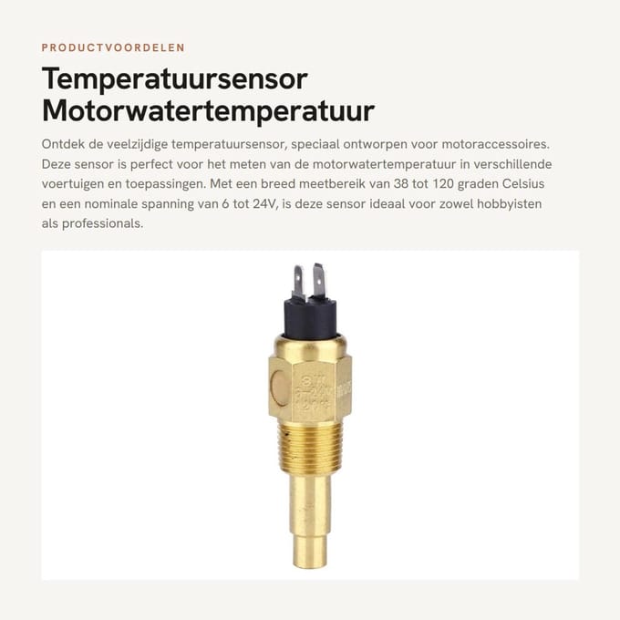 Dailygoods - Temperatuursensor - Motorwatertemperatuur - Breed meetbereik - 6~24V - Geschikt voor motoraccessoires - Efficiënt energieverbruik - M14 a...