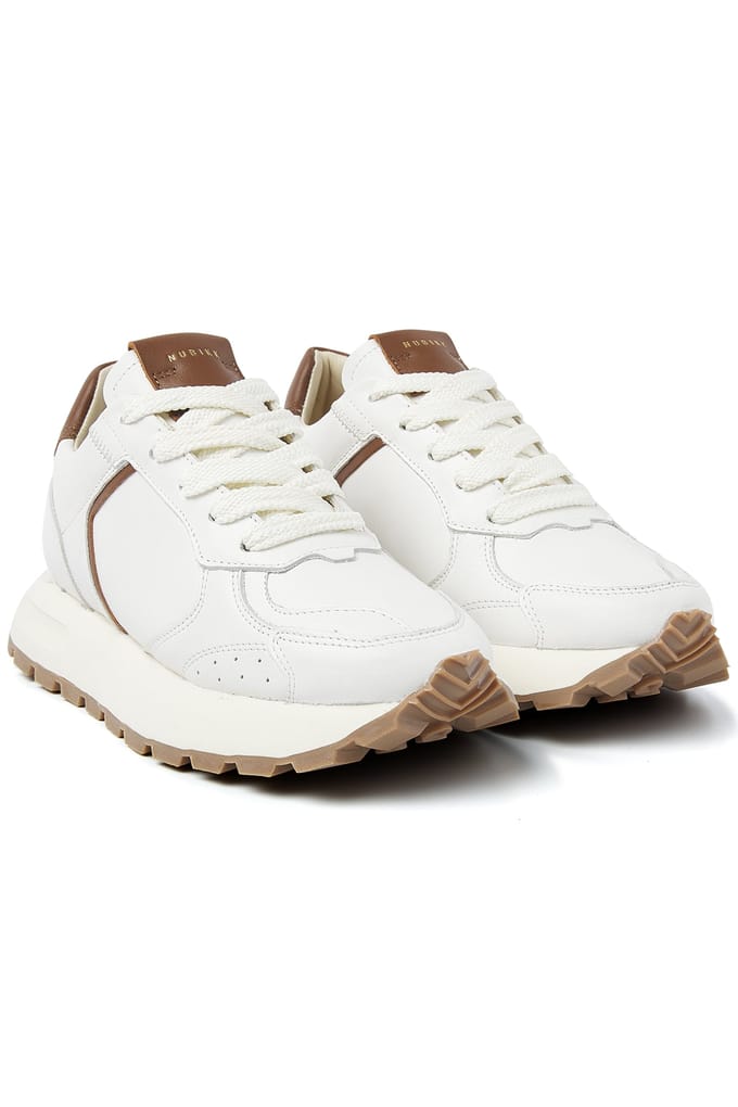 Nubikk Rose Nomad (l) Off White Leather - Cognac Größe: 41 | Trainers Outlet | Damen | Weiß