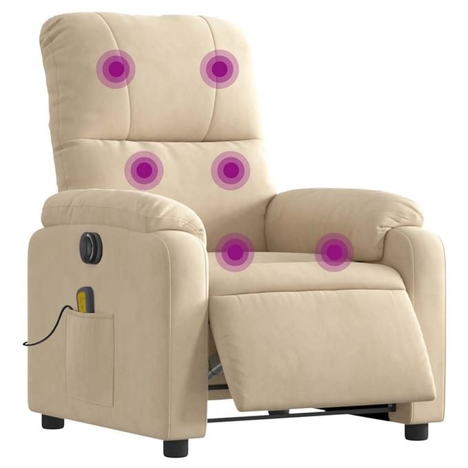 vidaXL - Massagestoel - elektrisch - verstelbaar - microvezelstof - crèmekleurig
