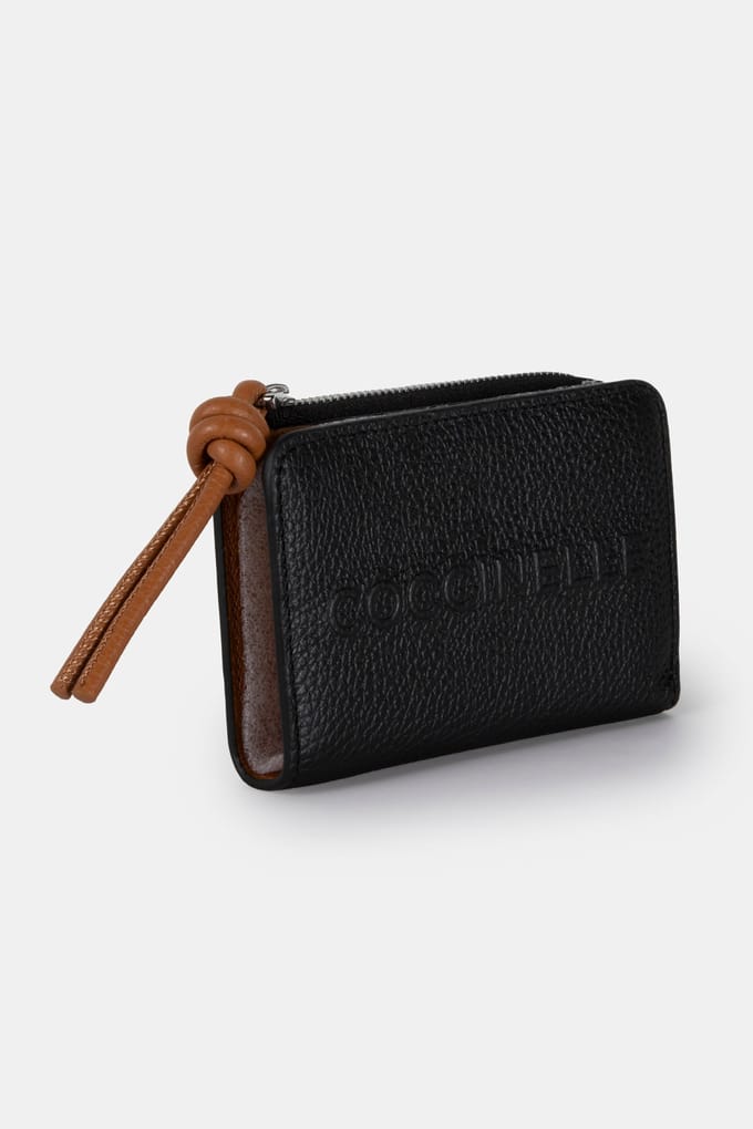 COCCINELLE Leren Portemonnee Myrtha Maxi Log Wallet Noir / Cuir Zwart