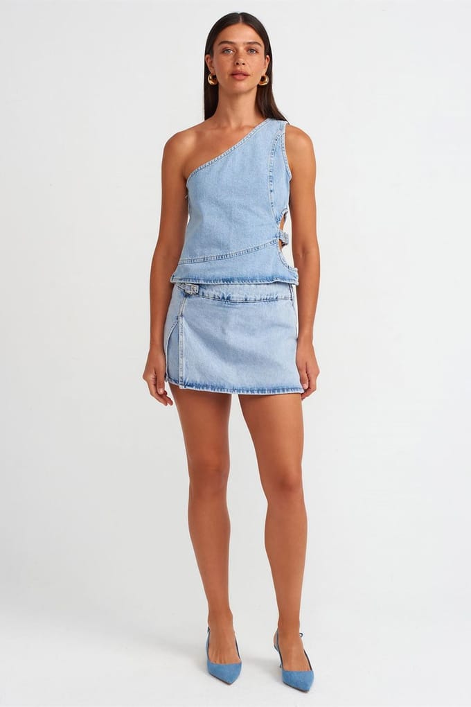 Katoenen Denim Mini A-Lijn Rok