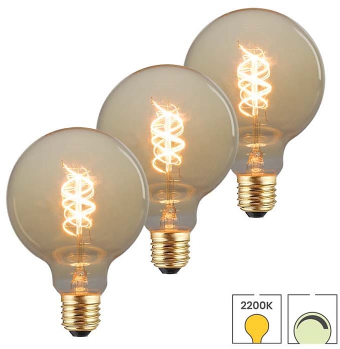 Lybardo - E27 LED Lamp - 3-pack - 95mm - 7.5W Dimbaar - 2200K Extra Warmwit Licht