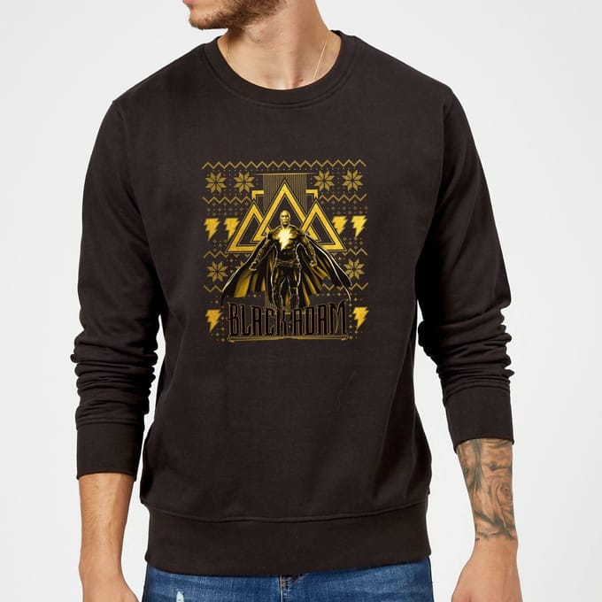 Black Adam Gold Christmas Christmas Jumper - Black - L