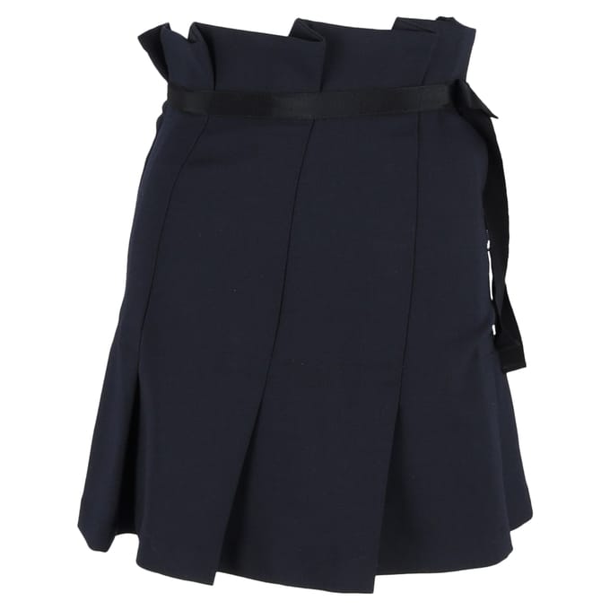 Sandro Paris geplooide minirok met strik in marineblauw polyester