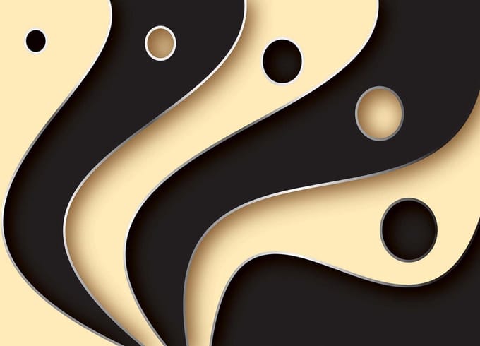 Fotobehang Abstract Modern Pattern Black Cream | PANORAMIC - 250cm x 104cm | 130g/m2 Vlies