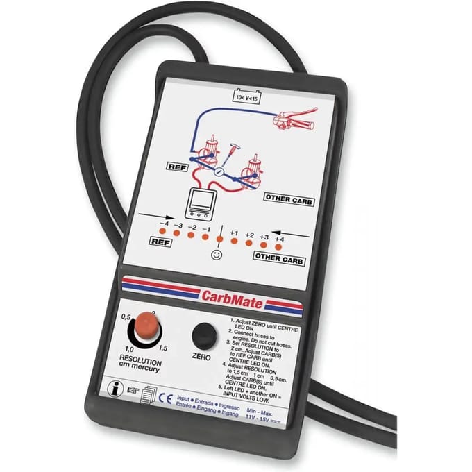 Motorfiets carburateur synchronisator Tecmate Carbmate Incl Imbatcord