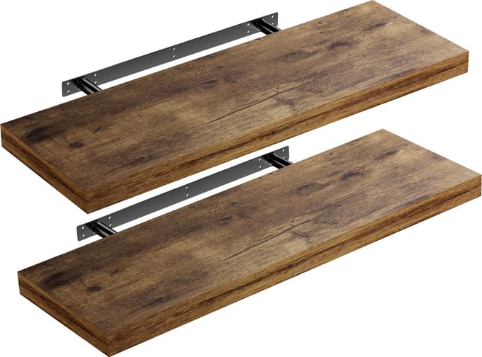 Casaria Wandplank – 2 St. 70 cm 15kg Belastbaar – Donker Eiken