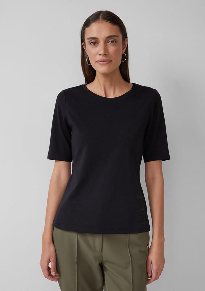 Regular fit T-shirt van katoenmix
