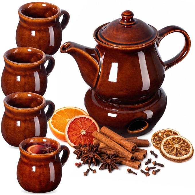 KADAX Mokken voor Glühwein 4x 250ml Set Waterkoker met Verwarming