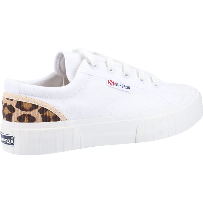 Superga 2630 Stripe Pad Leopard 100% Katoen Dames Trainers Wit/Leopard